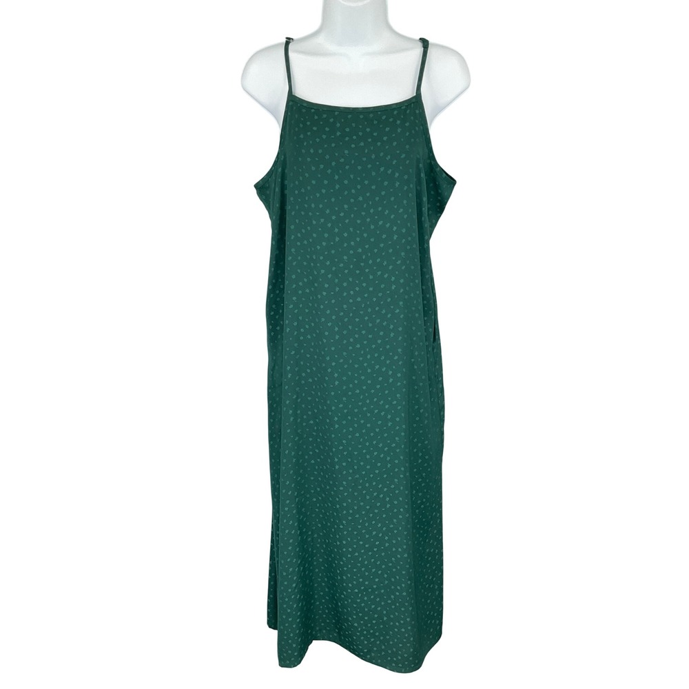 World Market Green Floral Midi Slip Dress Sz S/M Strappy Boho Hippie Festival